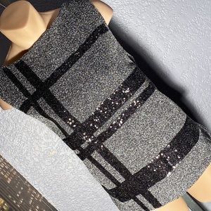 Banana Republic Gray Tweed Sequin-Trim Sleeveless Shell